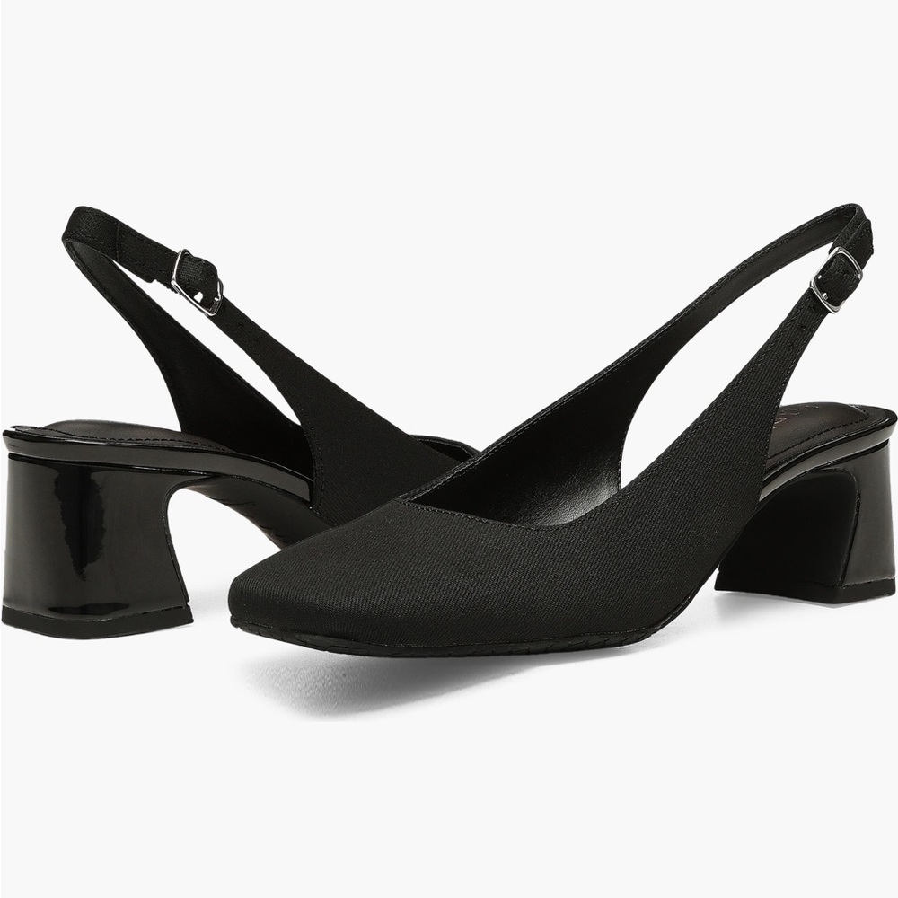 NIB NYDJ Black Slingback Heels with Block Heel